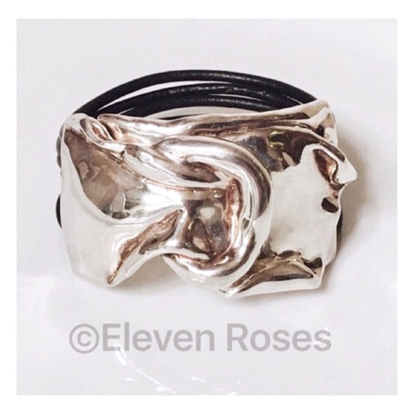 Bat-Ami Jewelry - Bat-Ami Sterling Black Leather Buckle Bracelet